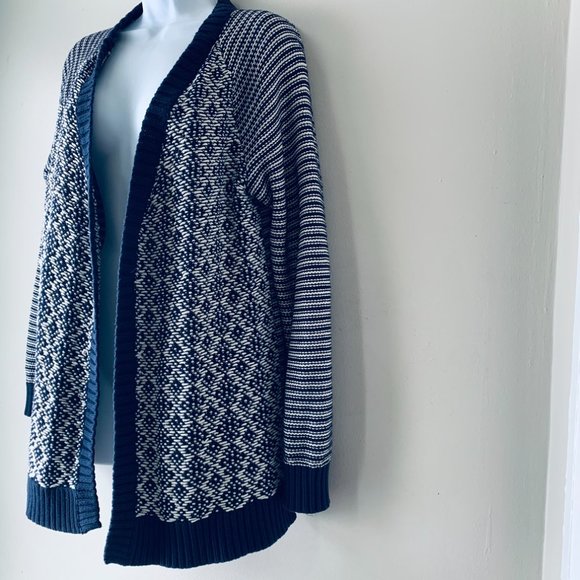 GAP long white and navy knit cardigan size L - Picture 5 of 10